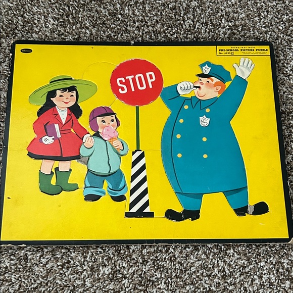 Vintage Whitman Frame 50s Tray Pre-School Picture Puzzle -Crosswalk - Picture 2 of 14